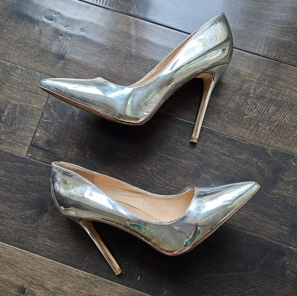 Silver Metallic Stiletto Pumps